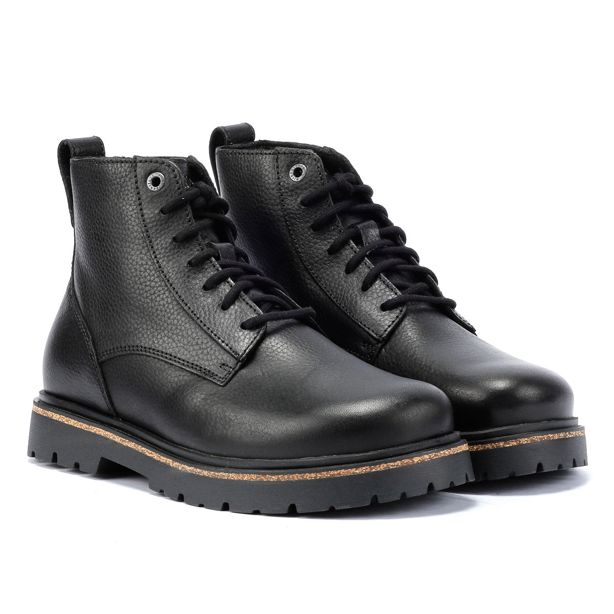Birkenstock Highwood Lace Mid Bottes Noires En Cuir Pour Femmes