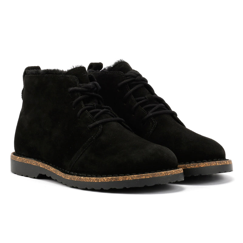 Birkenstock Uppsala Mid Shearling Bottes En Daim Noir Pour Femmes