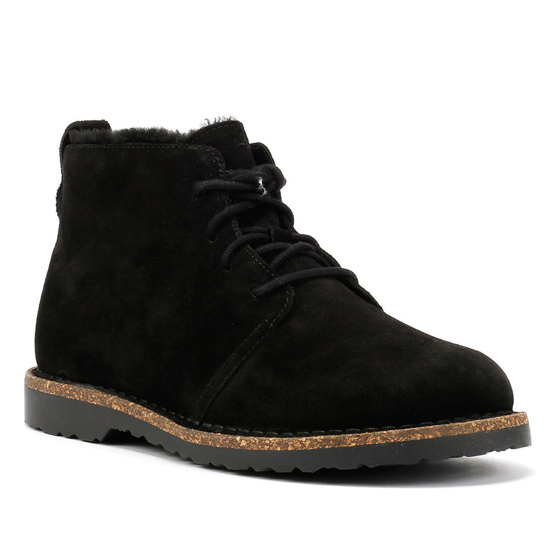 Birkenstock Uppsala Mid Shearling Bottes En Daim Noir Pour Femmes