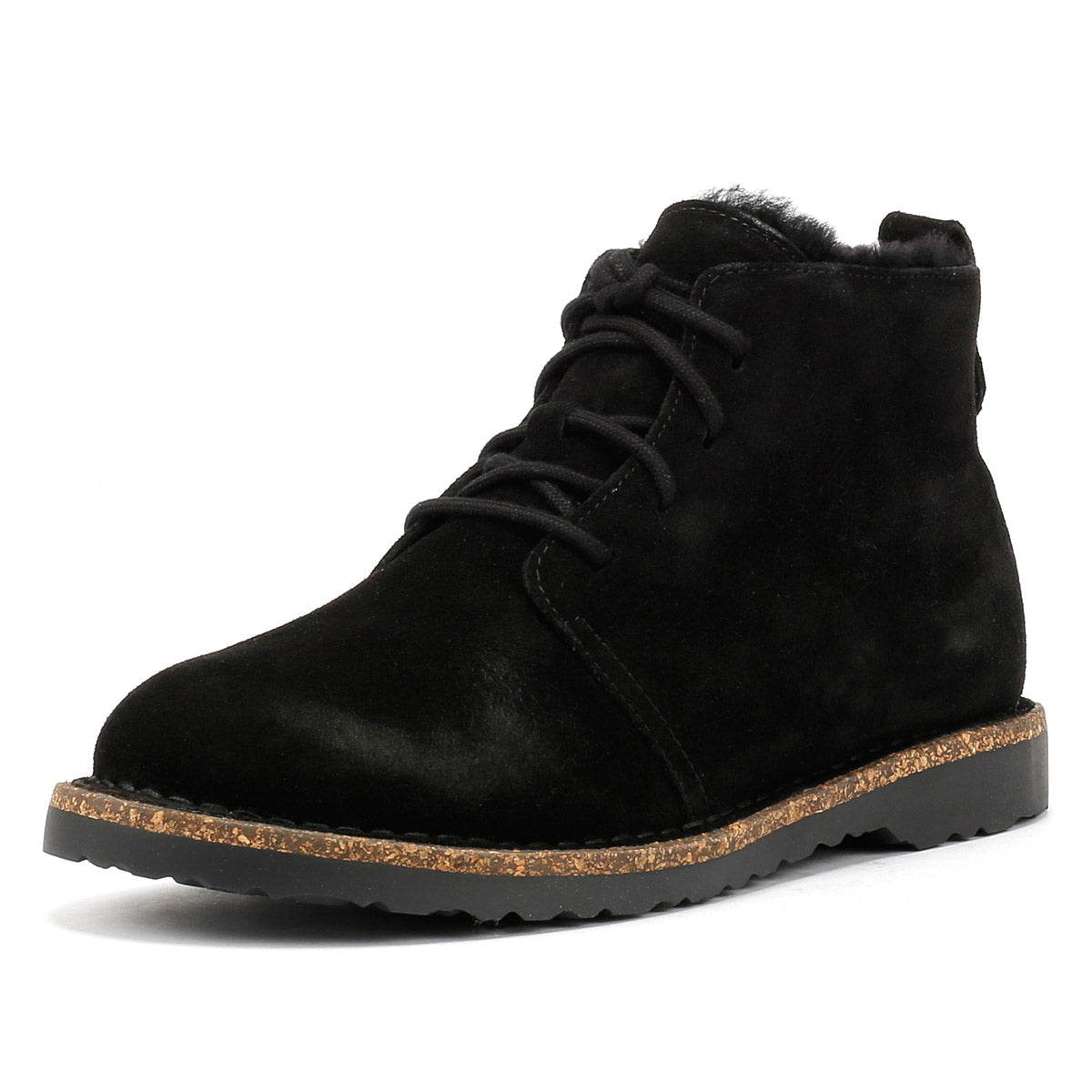 Birkenstock Uppsala Mid Shearling Bottes En Daim Noir Pour Femmes