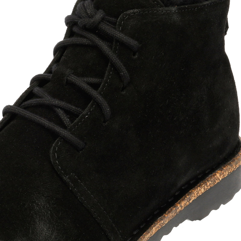 Birkenstock Uppsala Mid Shearling Bottes En Daim Noir Pour Femmes