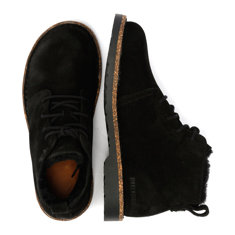 Birkenstock Uppsala Mid Shearling Bottes En Daim Noir Pour Femmes