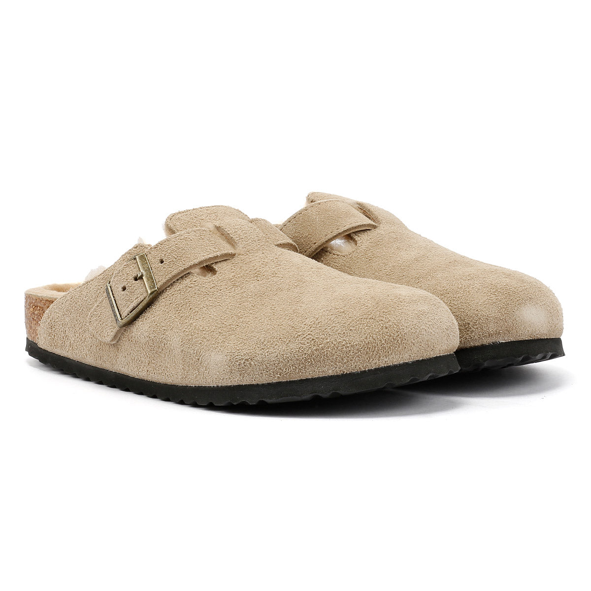 Birkenstock Boston Sabots Beige En Suède