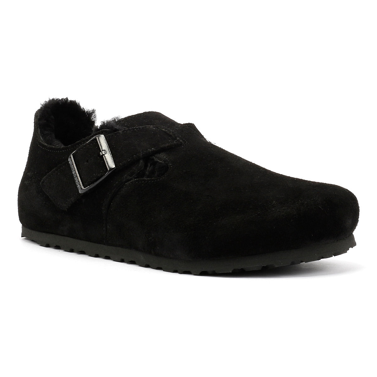 Birkenstock London Shearling Chaussures Noires En Suède