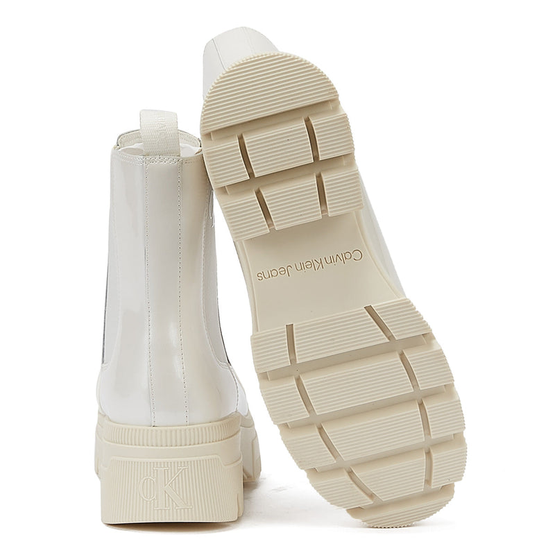 Calvin Klein Chunky Combat Chelsea Womens White Boots