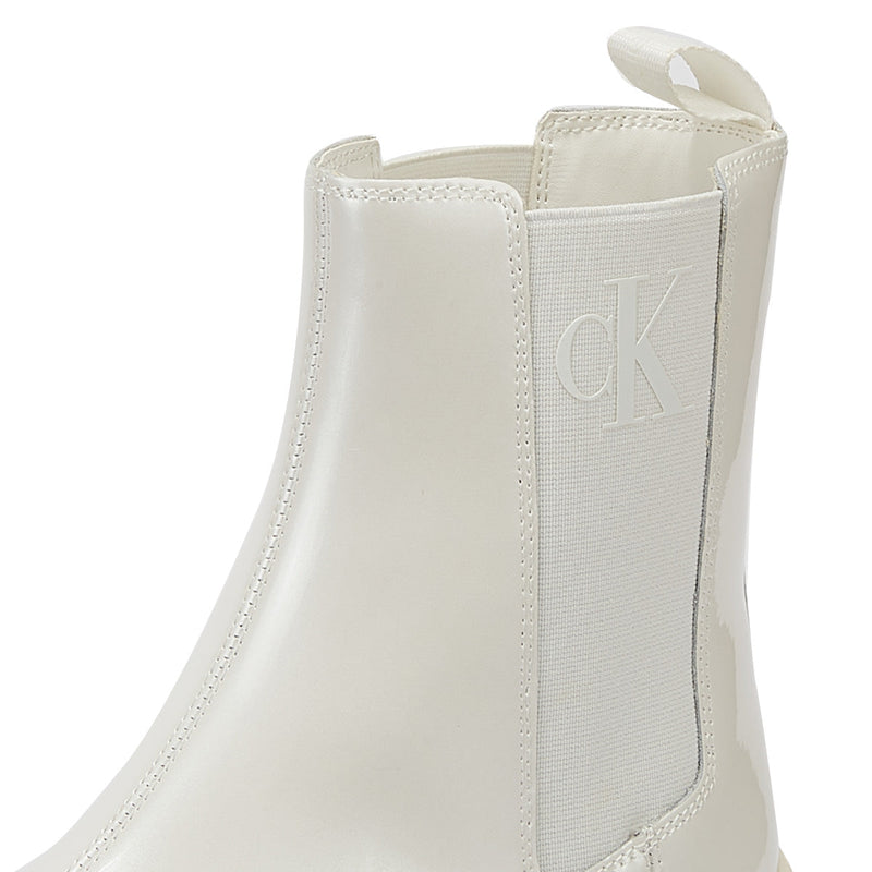 Calvin Klein Chunky Combat Chelsea Womens White Boots