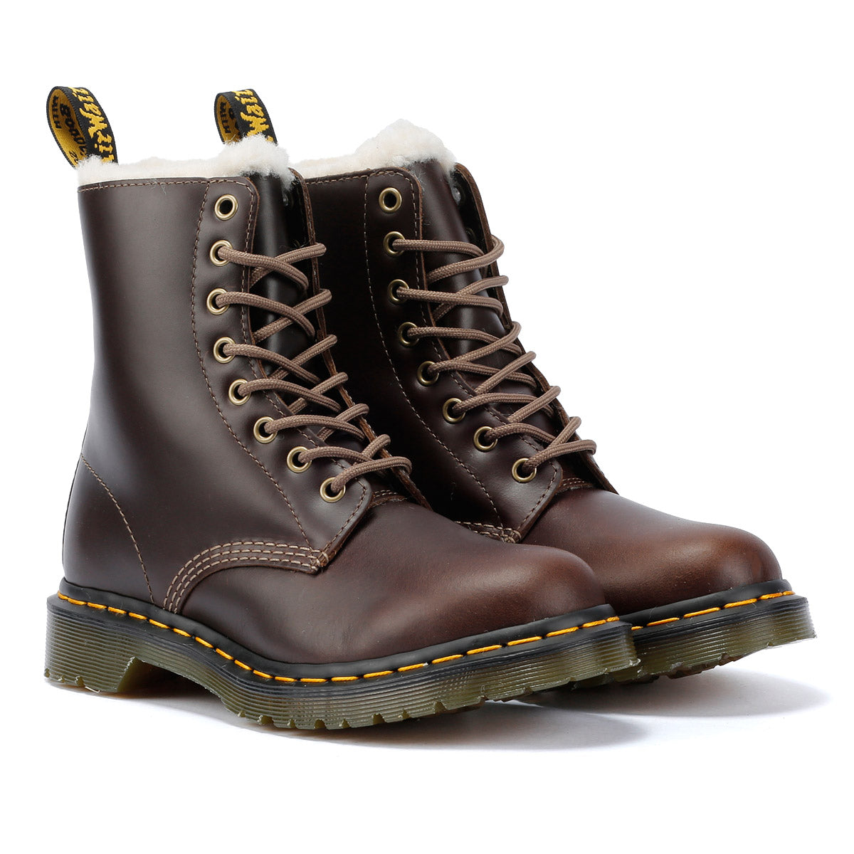 Dr. Martens Serena Bottes Marron En Cuir Pour Femmes