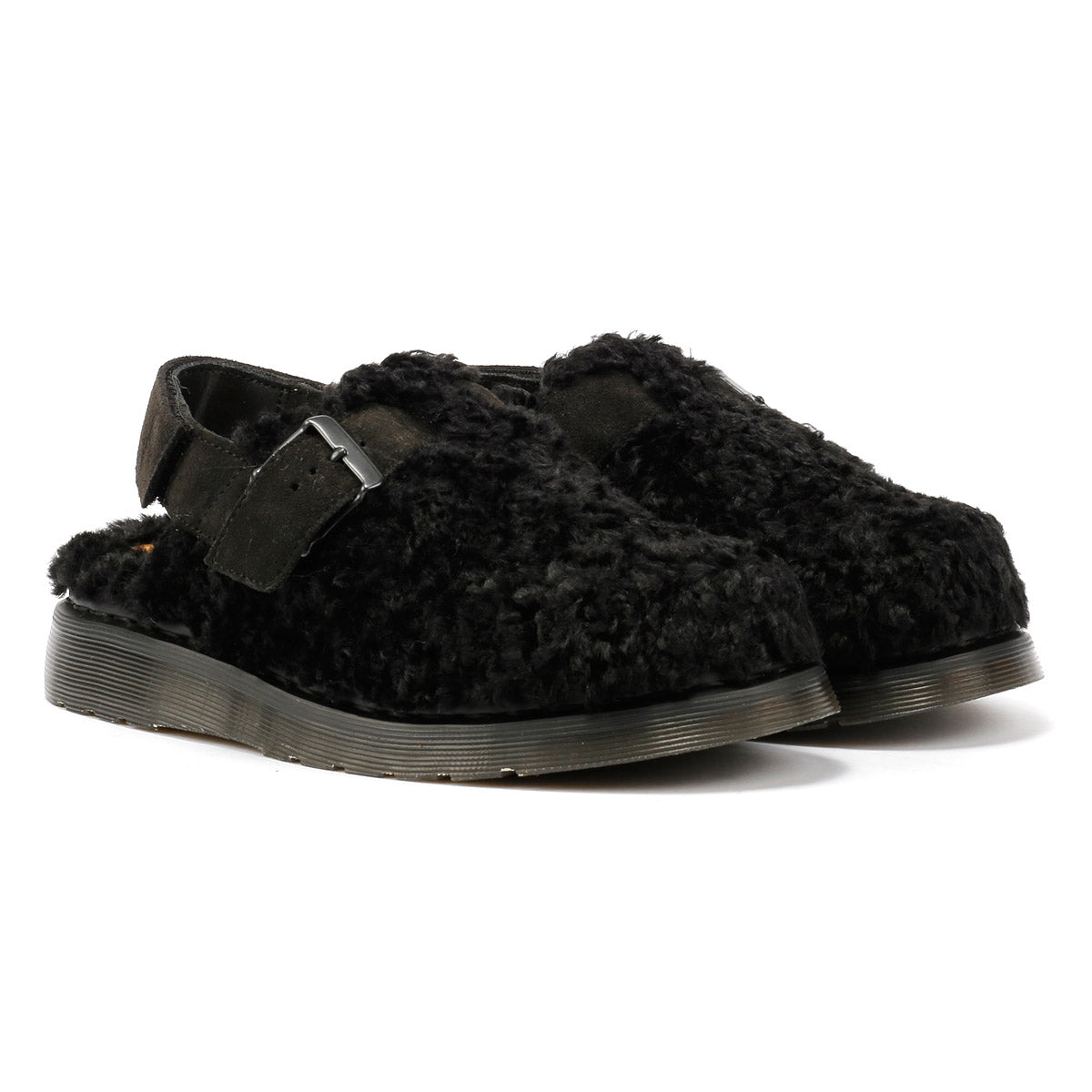 Dr. Martens Jorge II Borg Sandales Noires En Daim