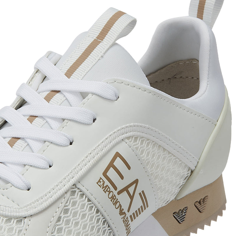 EA7 XK050 Womens White/Oxford Tan/Silver Trainers