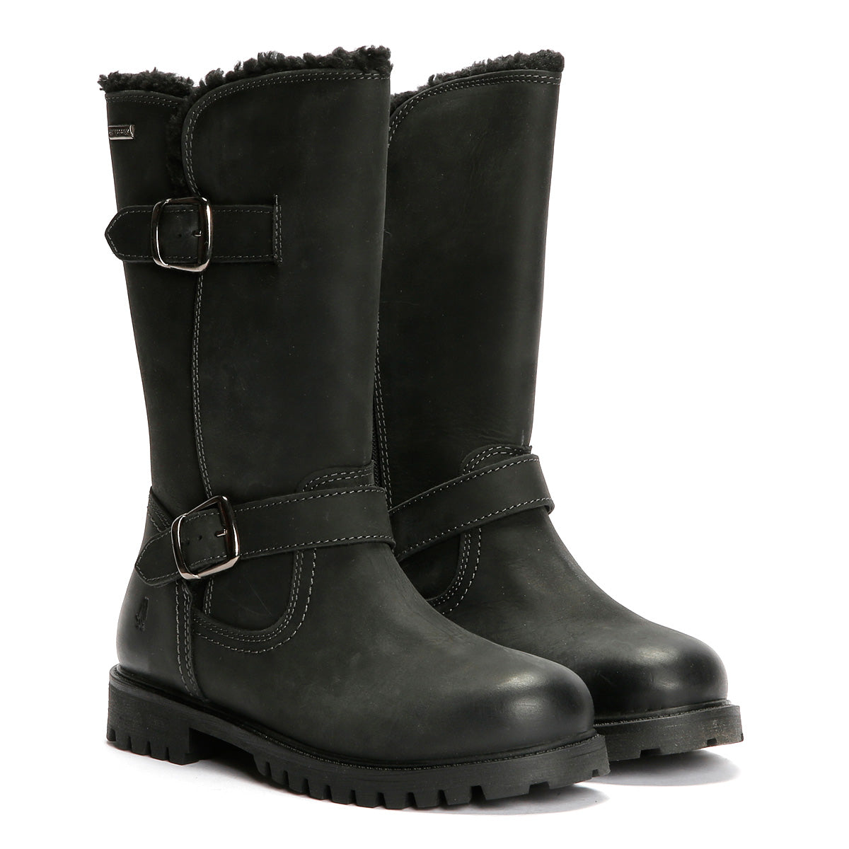 Hush Puppies Winnie Bottes Noires En Cuir Pour Femmes
