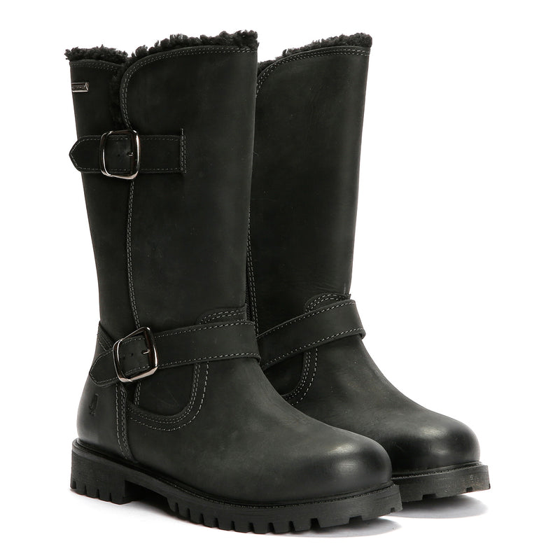 Hush Puppies Winnie Bottes Noires En Cuir Pour Femmes