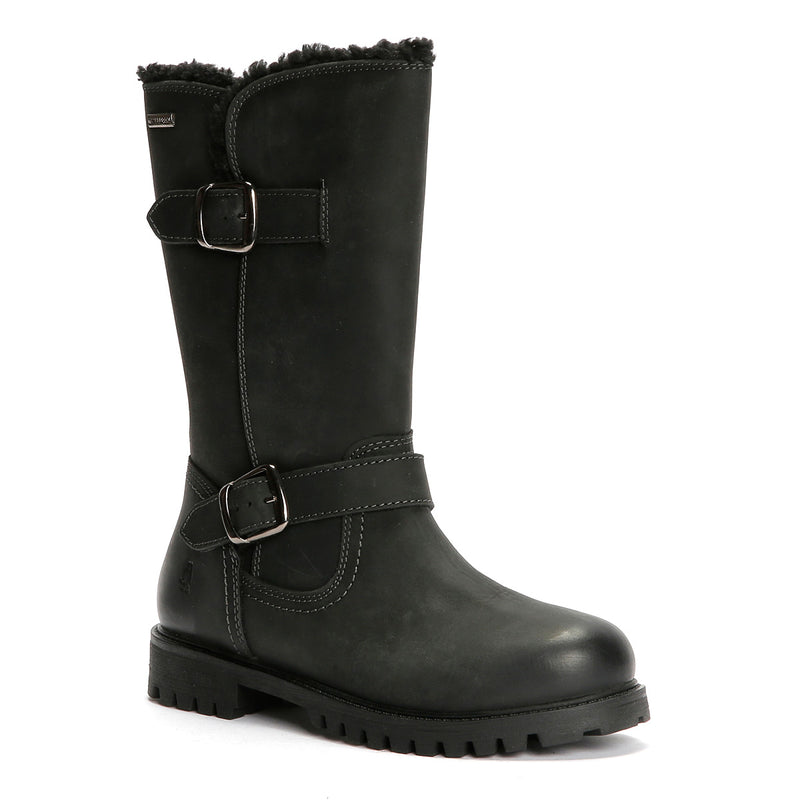 Hush Puppies Winnie Bottes Noires En Cuir Pour Femmes