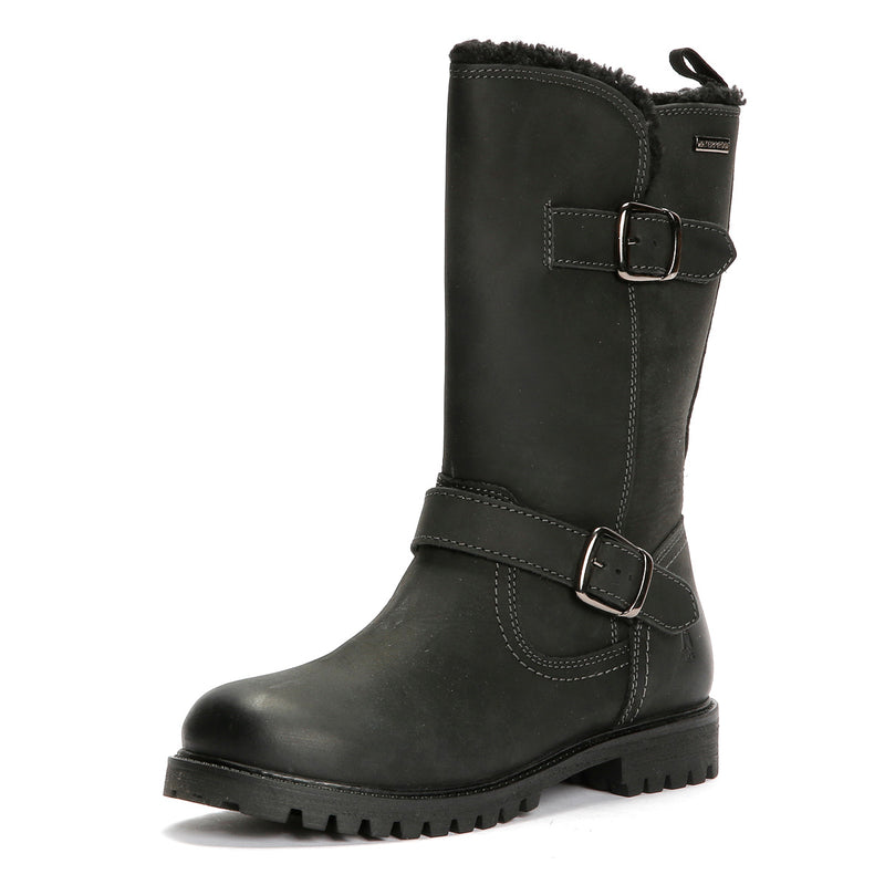 Hush Puppies Winnie Bottes Noires En Cuir Pour Femmes