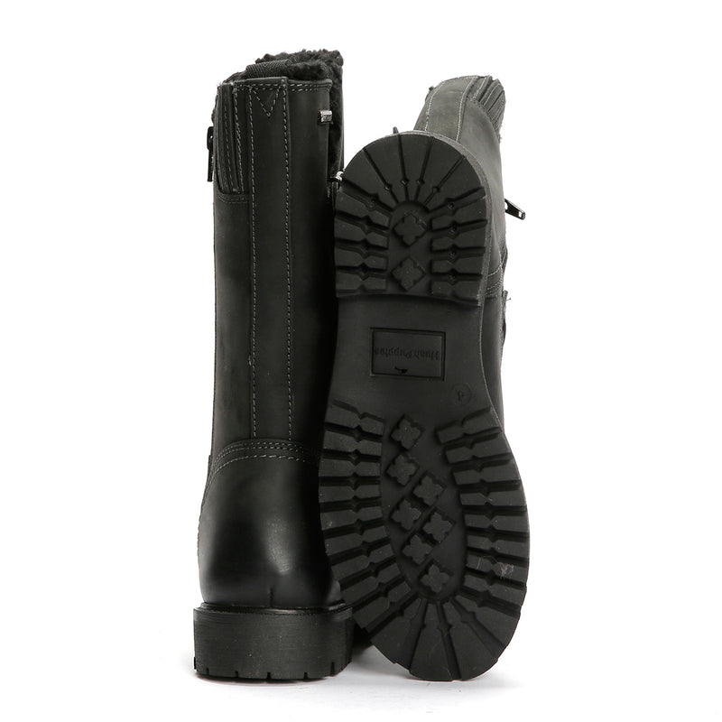 Hush Puppies Winnie Bottes Noires En Cuir Pour Femmes