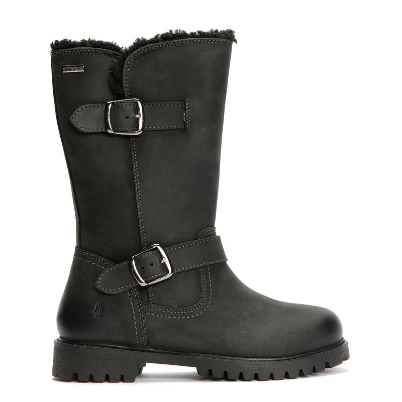 Hush Puppies Winnie Bottes Noires En Cuir Pour Femmes