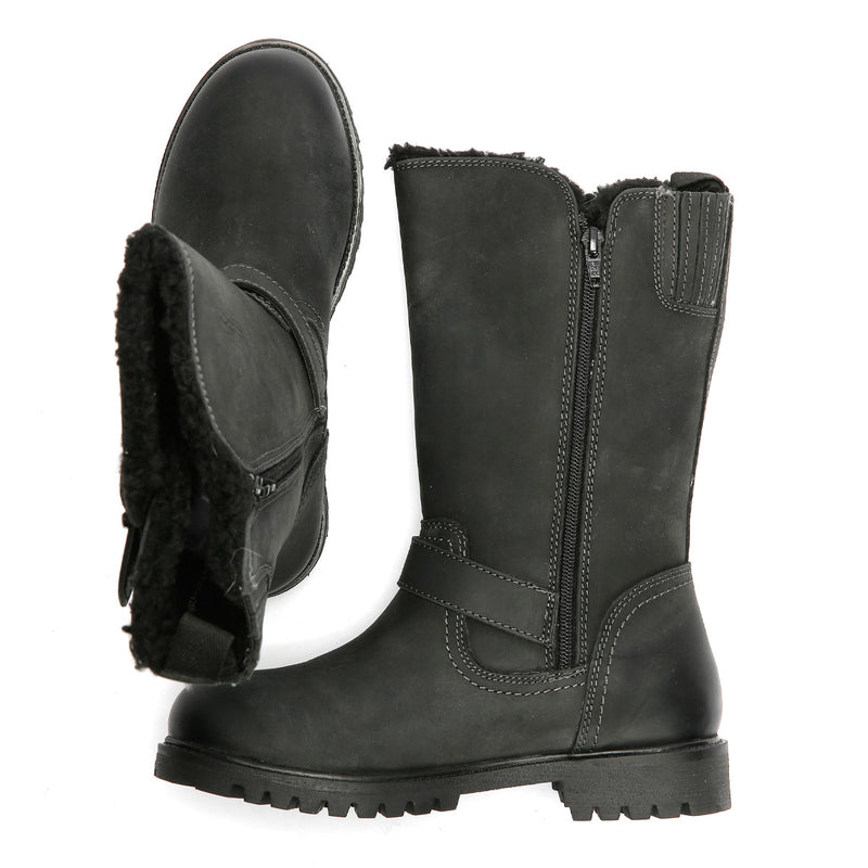 Hush Puppies Winnie Bottes Noires En Cuir Pour Femmes