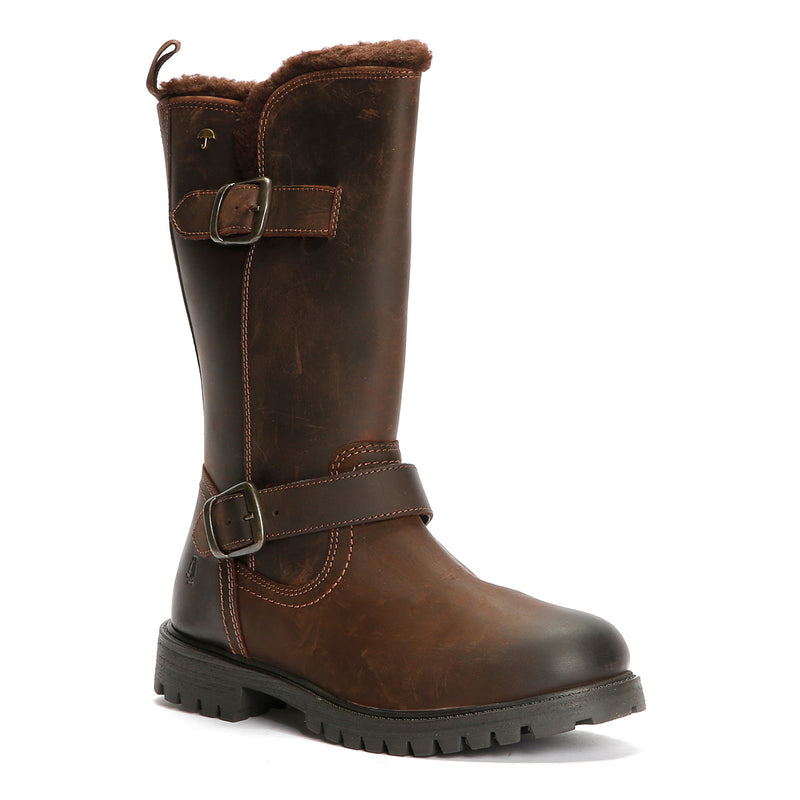 Hush Puppies Winnie Bottes Marron En Cuir Pour Femmes
