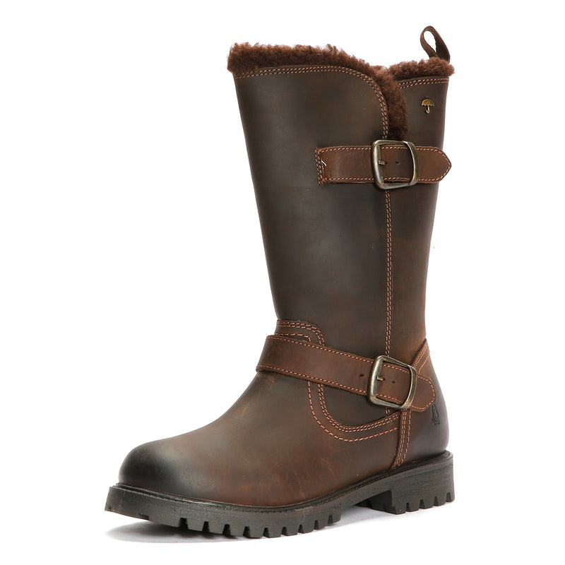 Hush Puppies Winnie Bottes Marron En Cuir Pour Femmes