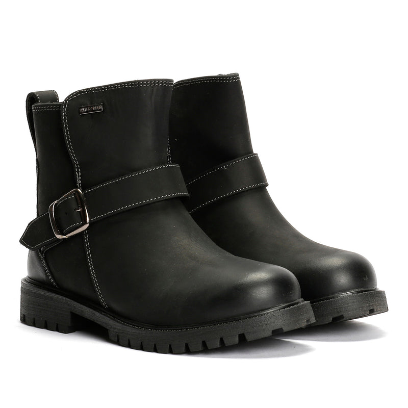 Hush Puppies Wakely Bottes Noires En Cuir Pour Femmes