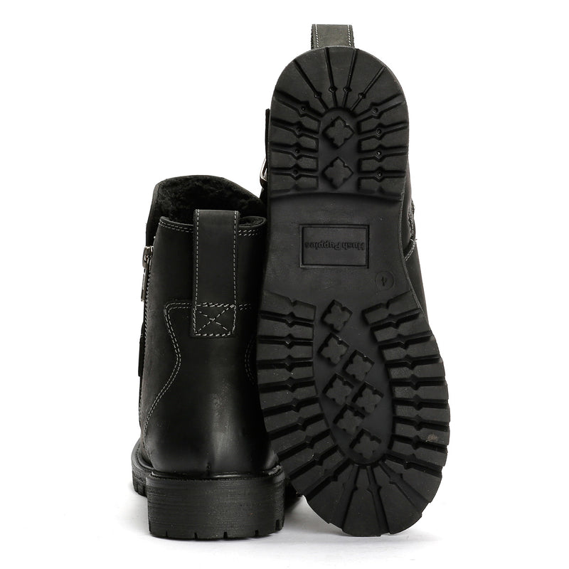 Hush Puppies Wakely Bottes Noires En Cuir Pour Femmes