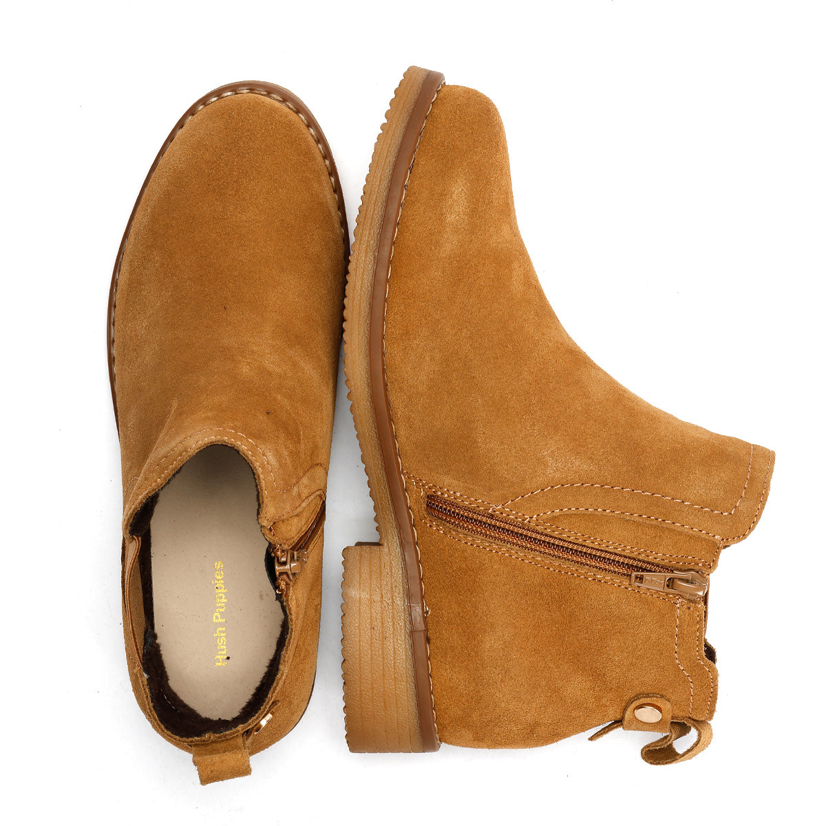 Hush Puppies Maddy Wide Bottes En Daim Pour Femme En Couleur Beige