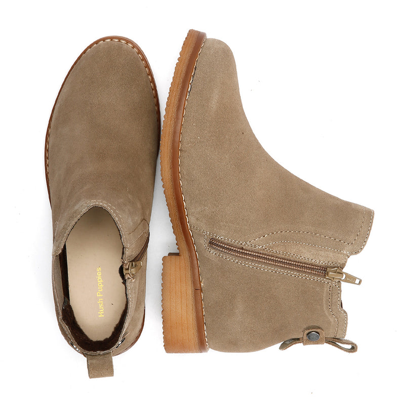 Hush Puppies Maddy Wide Bottes Grises En Daim Pour Femmes