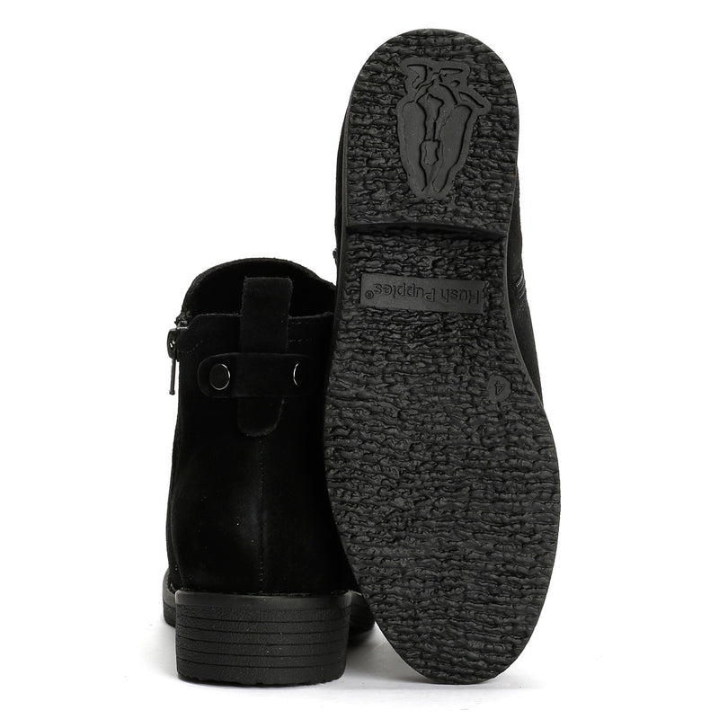 Hush Puppies Maddy Wide Bottes En Daim Noir Pour Femmes