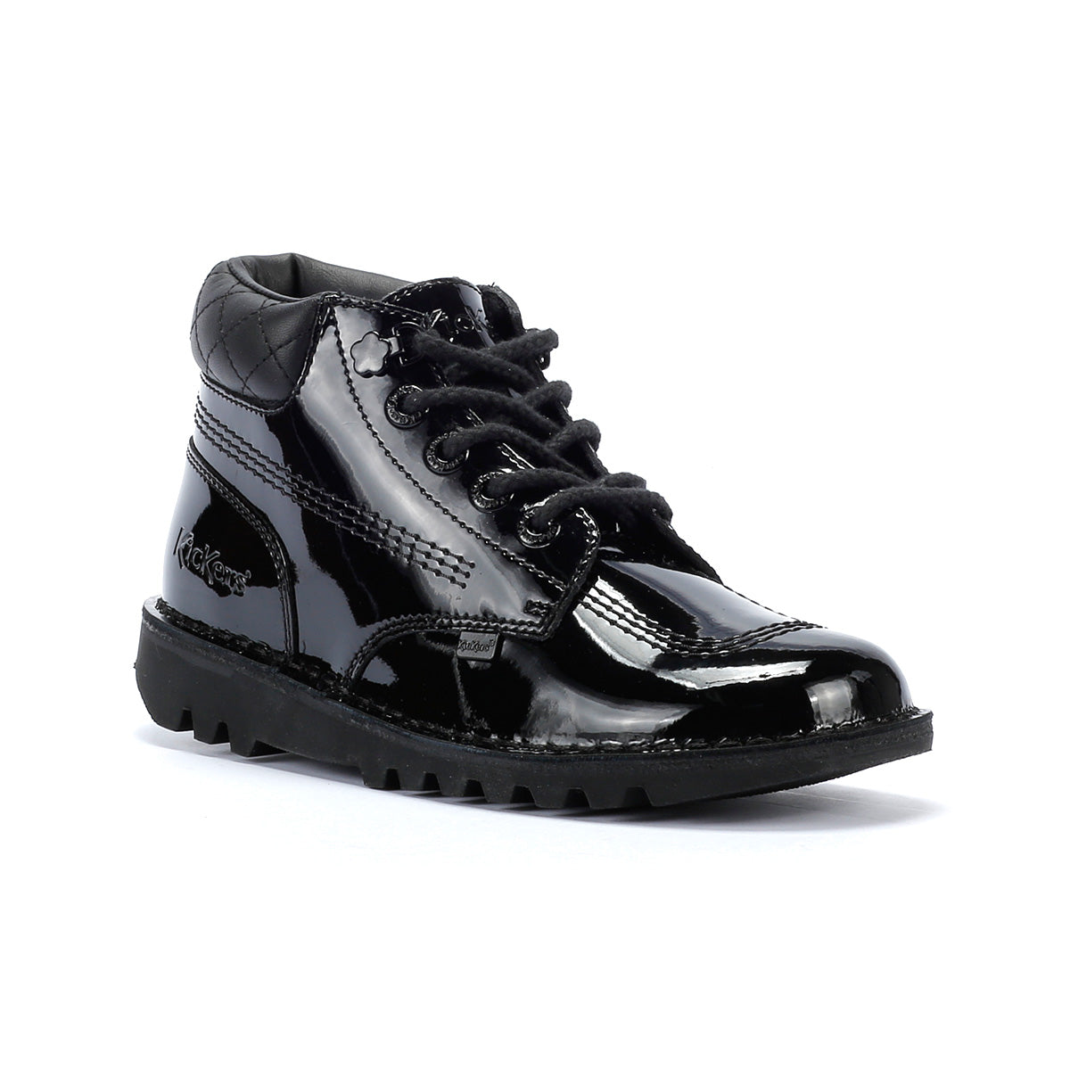 Kickers Youth Kick Hi Quilted Bottes En Cuir Noir Pour Femmes