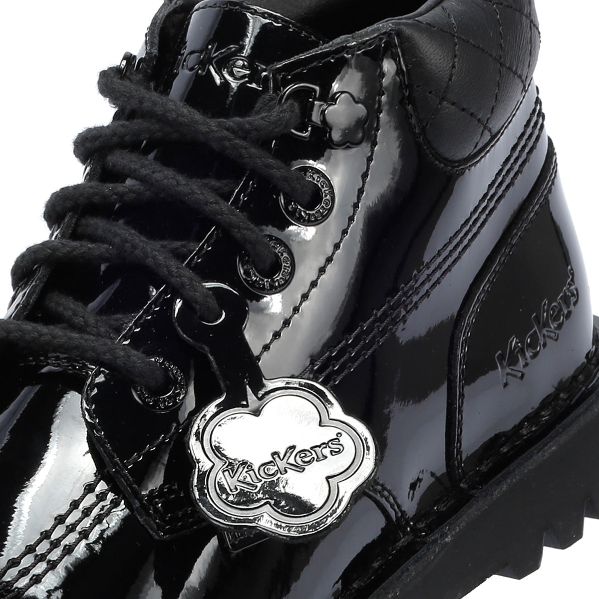 Kickers Youth Kick Hi Quilted Bottes En Cuir Noir Pour Femmes