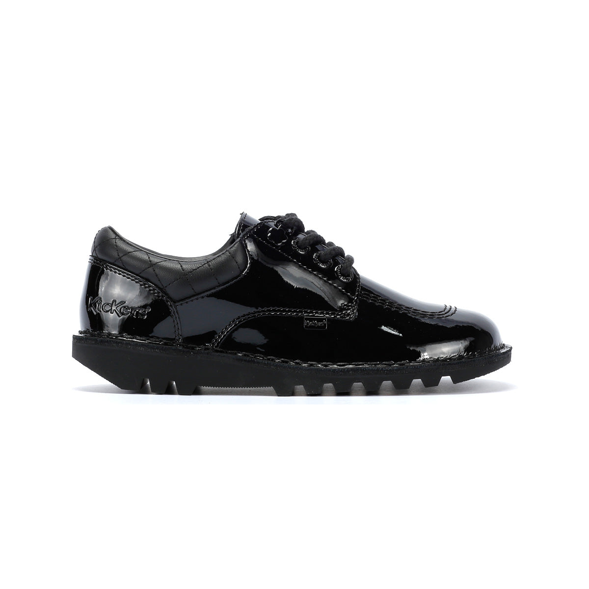Kickers Youth Kick Lo Quilted Chaussures Noires En Cuir À Lacets Pour Filles