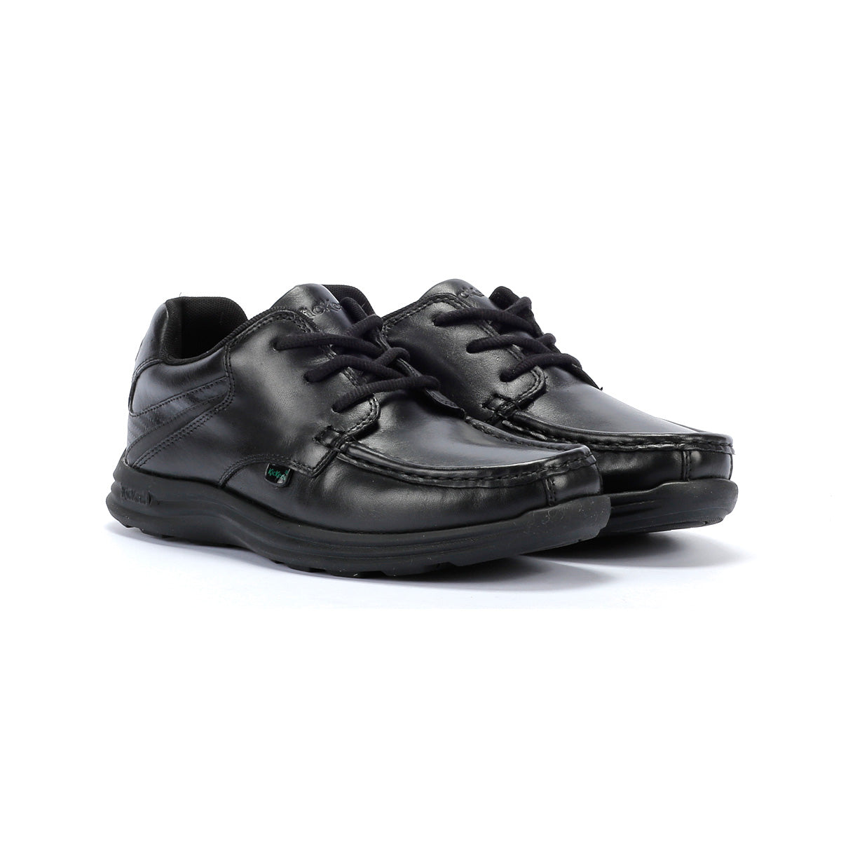 Kickers Youth Reasan Lace Chaussures Noires En Cuir À Lacets Pour Garçons