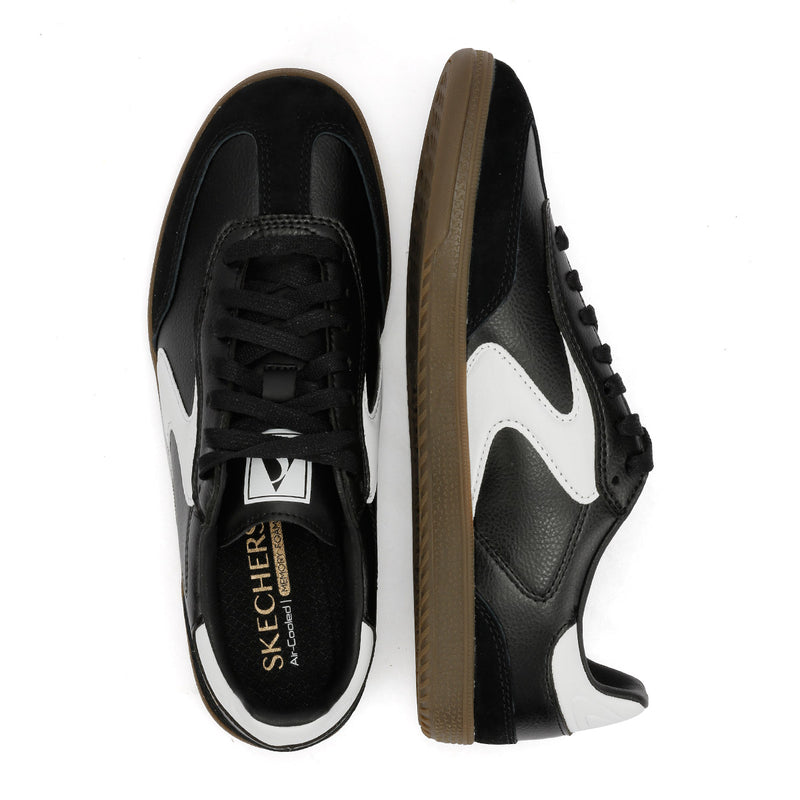 Skechers Hotshot Kickoff Baskets Noires En Cuir Pour Femmes