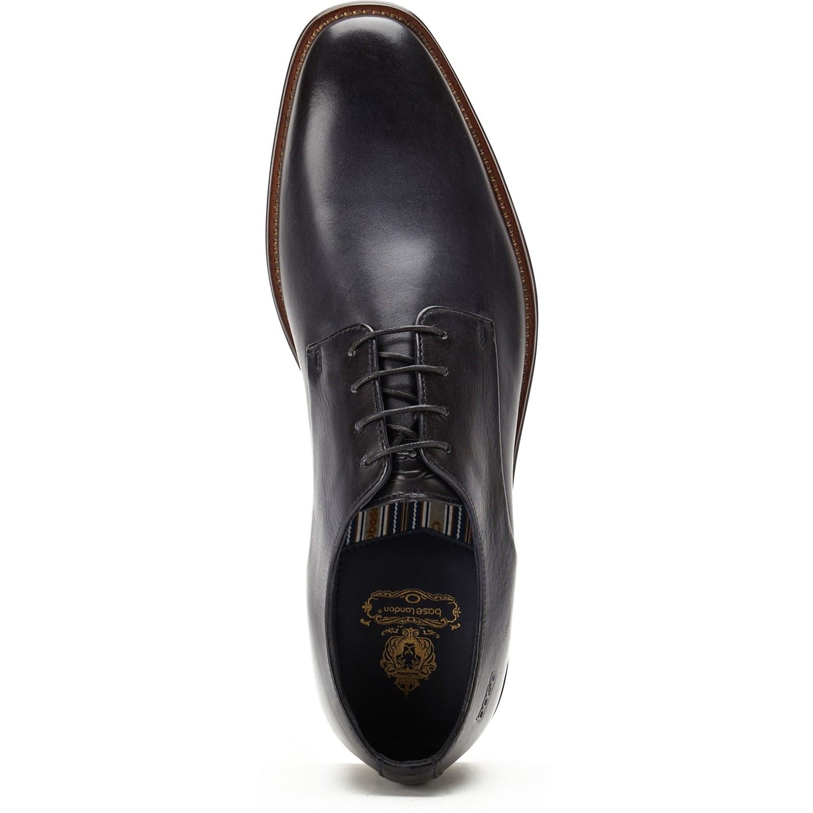 Base London Marley Derby Chaussures À Lacets En Cuir Pour Hommes, Bleu Marine
