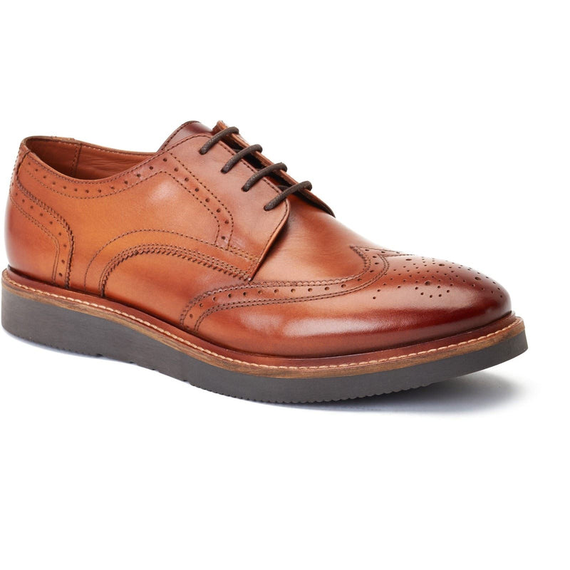 Base London Joe Chaussures Oxford Pour Hommes En Cuir Marron Brûlé