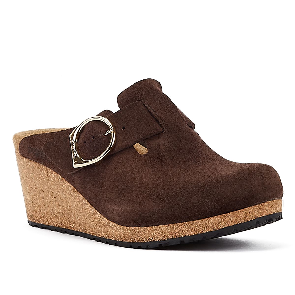 Birkenstock Sandalons À Talons Compensés En Daim Et Cuir Suédé Brun Pour Femmes