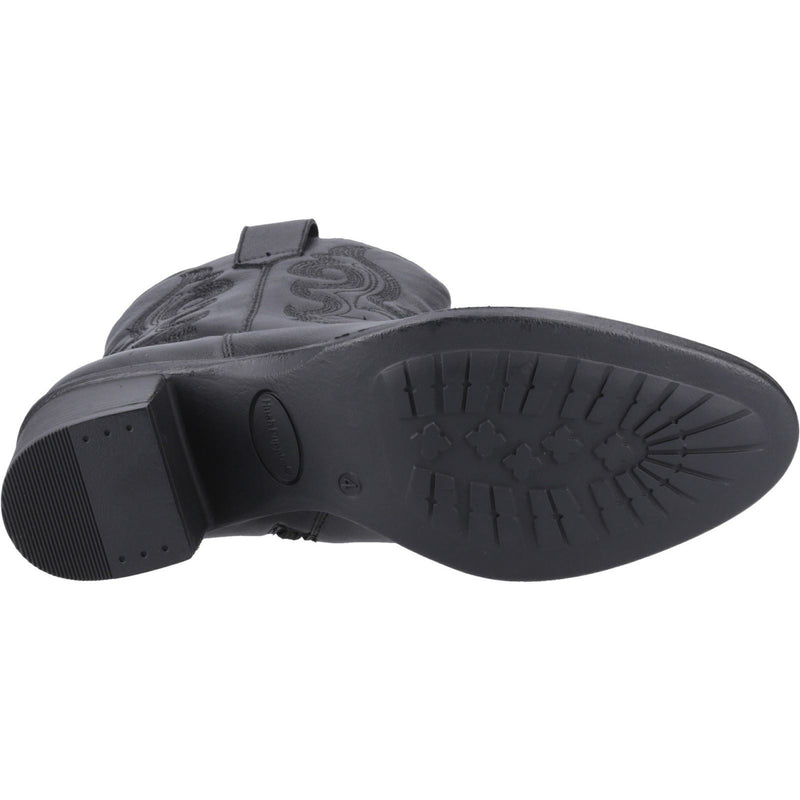 Hush Puppies Wynn Bottes Noires À Talons En Cuir Pour Femme