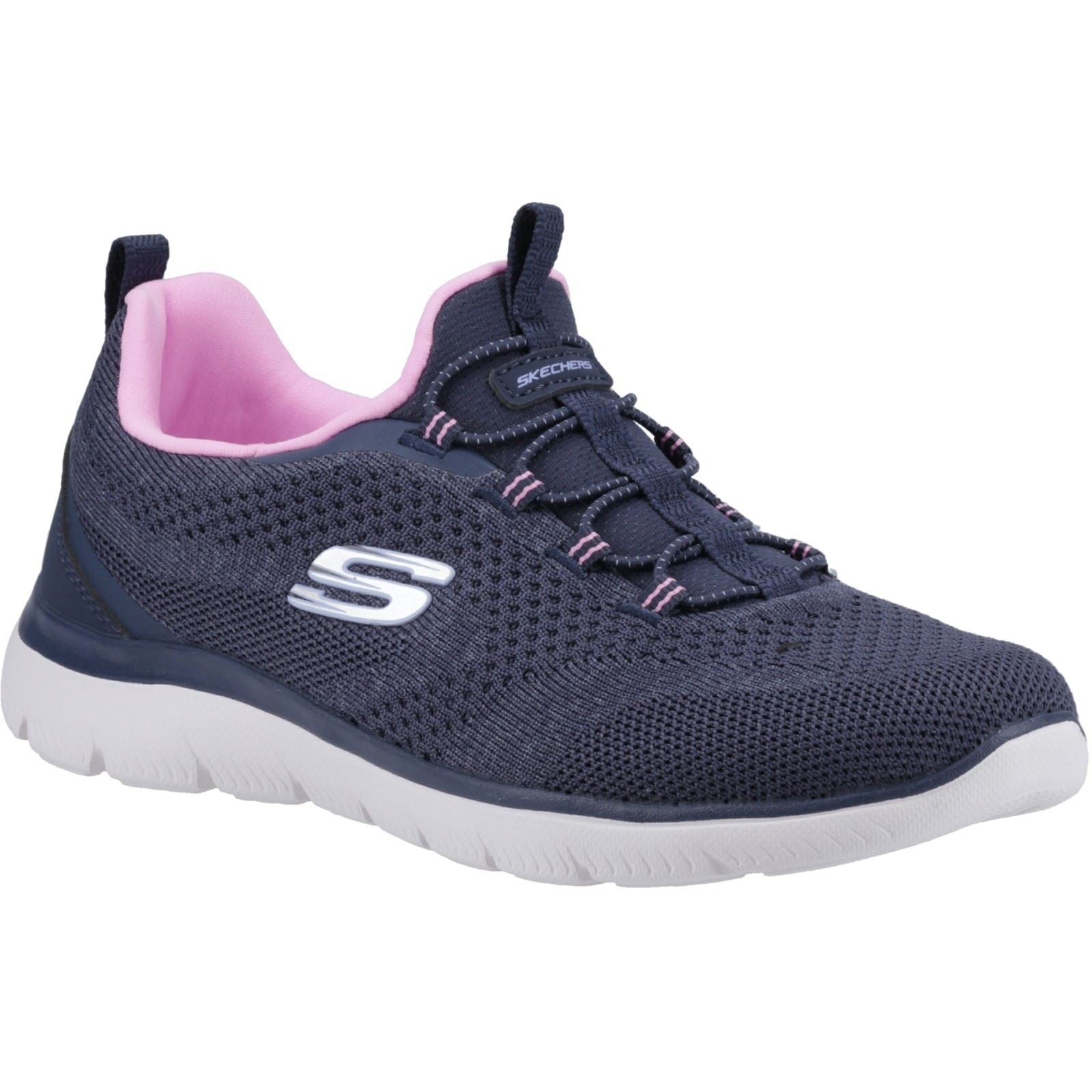 Skechers Summits New Nature Sneakers Femme En Textile Bleu Marine/Rose