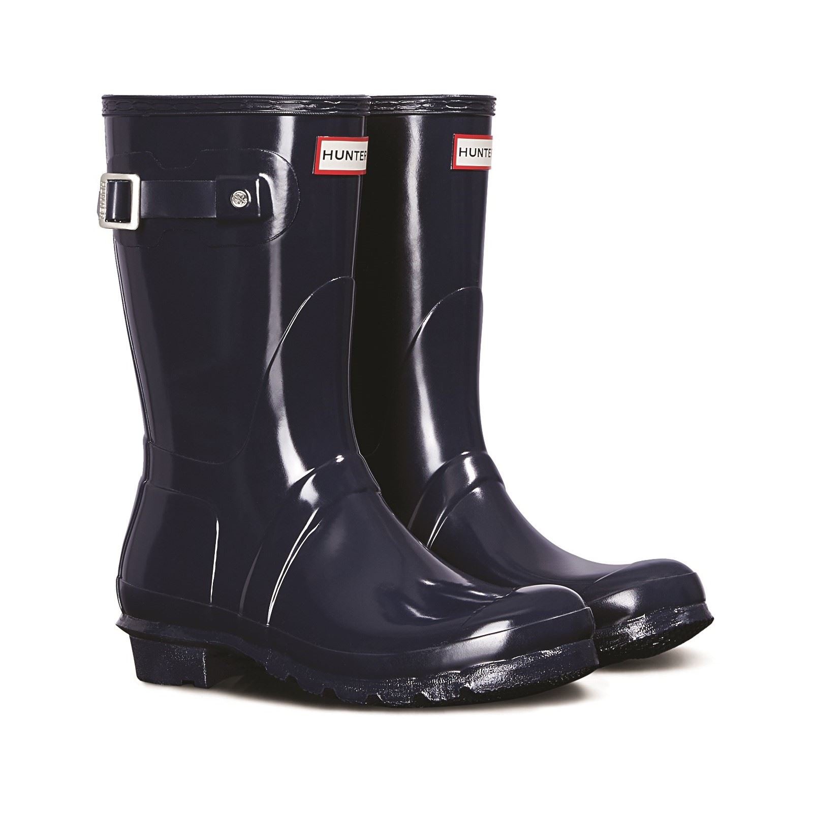 Hunter Original Short Gloss Bottes En Caoutchouc Bleu Marine Pour Femme