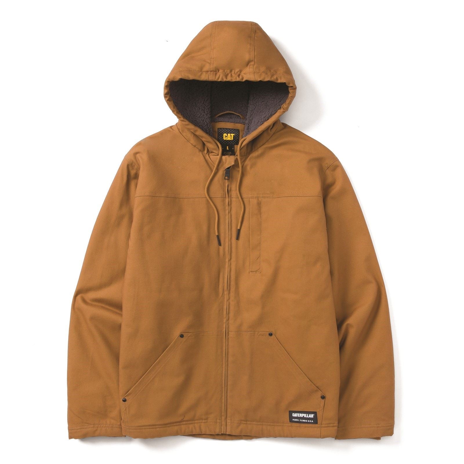 Caterpillar Hooded Sherpa Lined Veste En Polaire Bronze Pour Homme