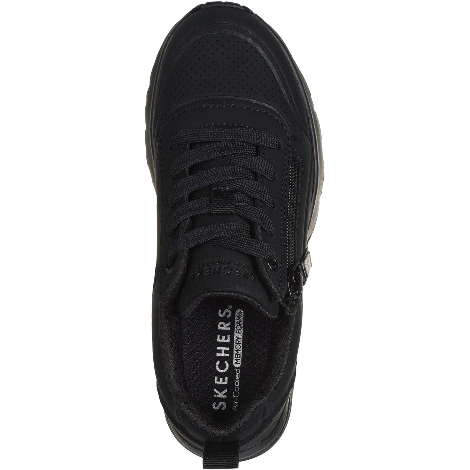 Skechers Uno Lite Easy Zip Chaussures De Sport Noires Pour Filles En Polyuréthane