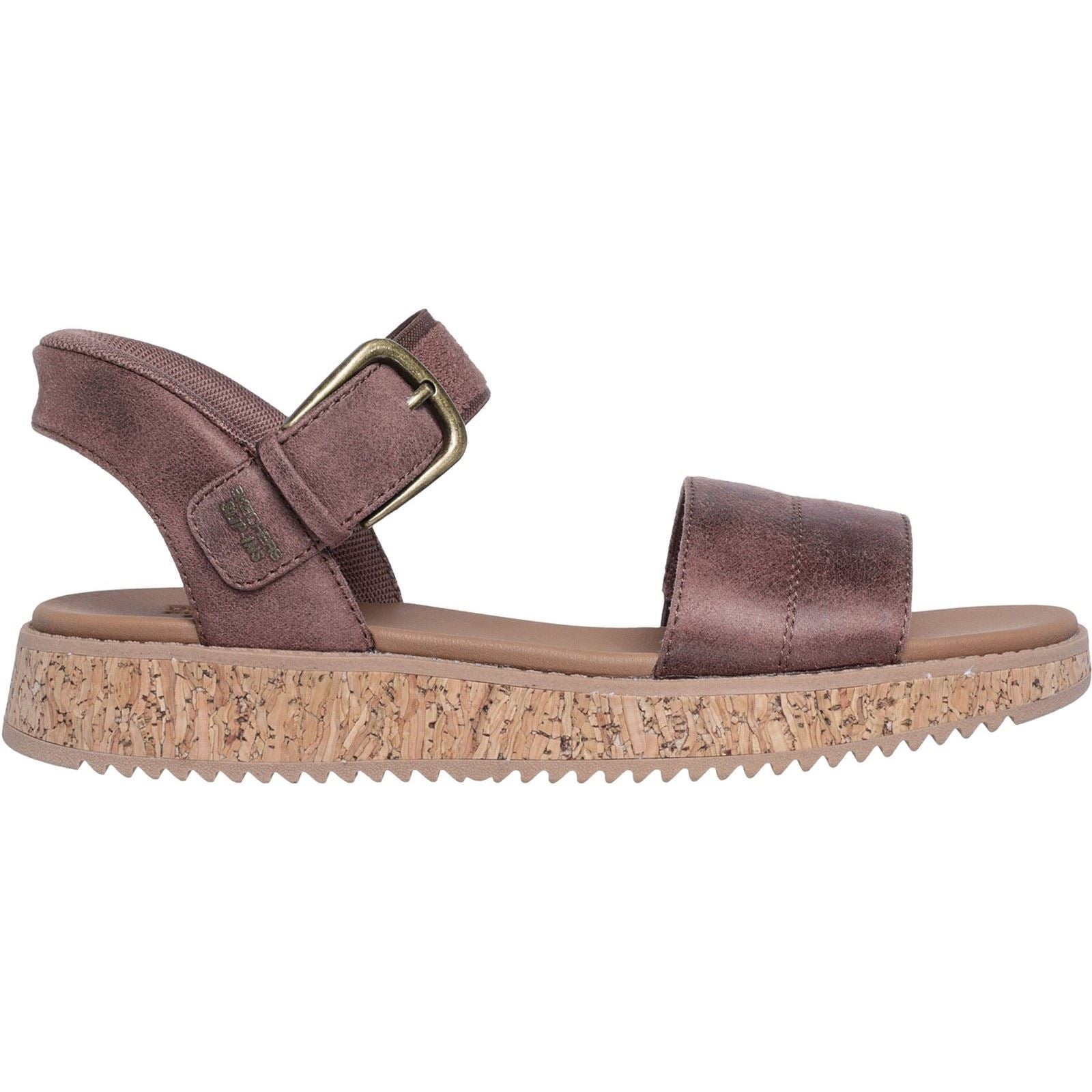 Skechers Bobs Sun Vibe Be Corky Sandales En Chocolat Pour Femmes En Polyester