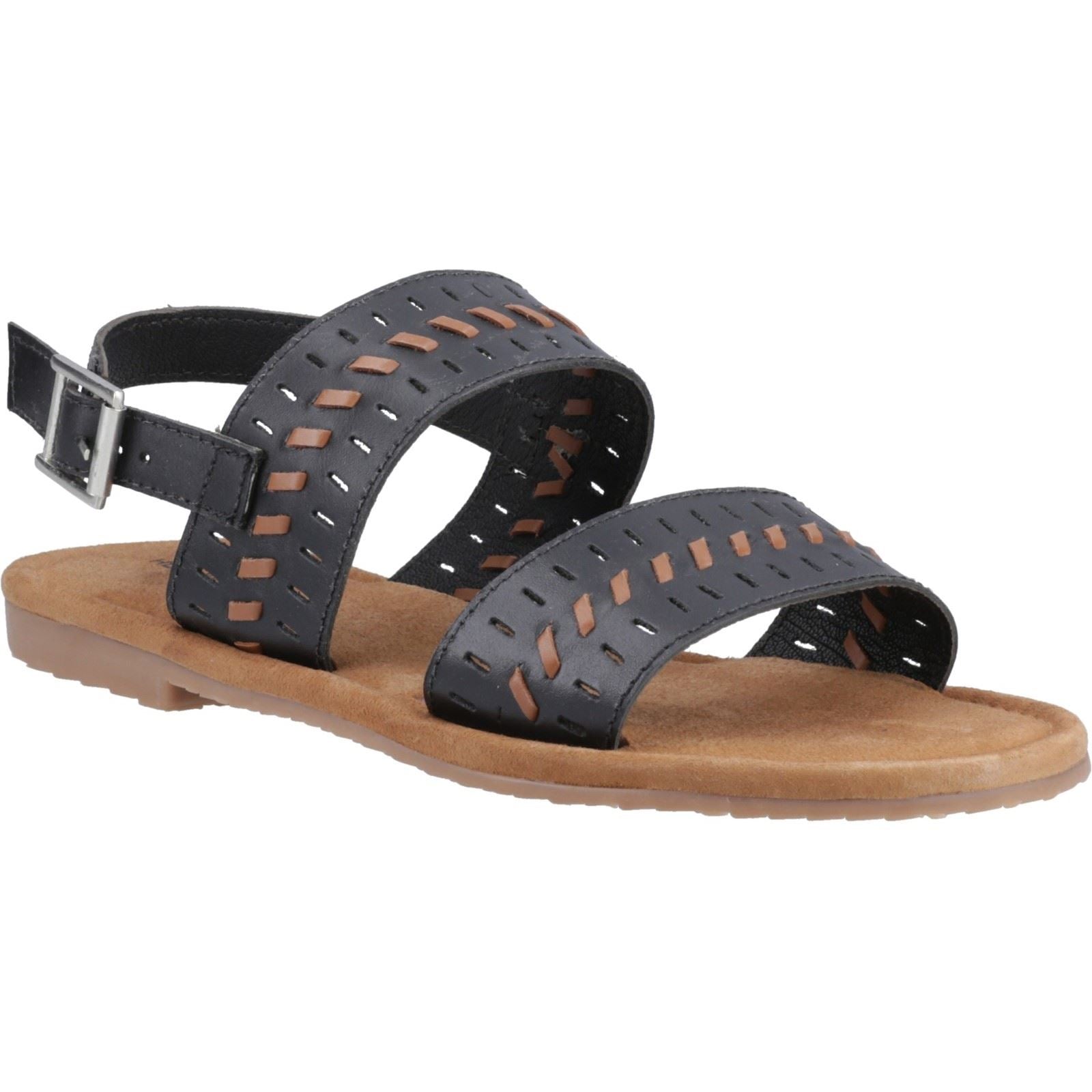 Hush Puppies Hadley Sandales Noires Pour Femmes En Cuir