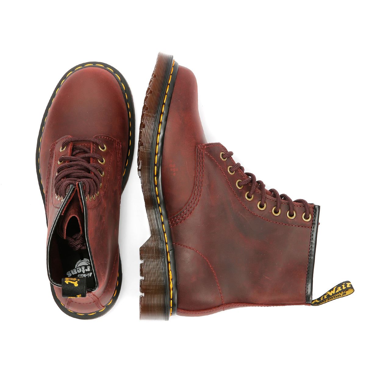 Dr. Martens 1460 Crazy Horse Bottes Rouges En Cuir