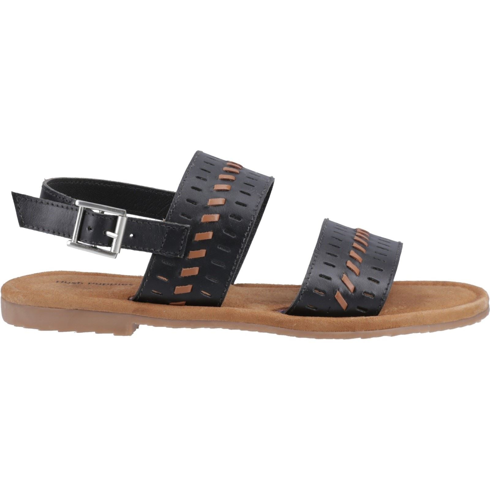 Hush Puppies Hadley Sandales Noires Pour Femmes En Cuir
