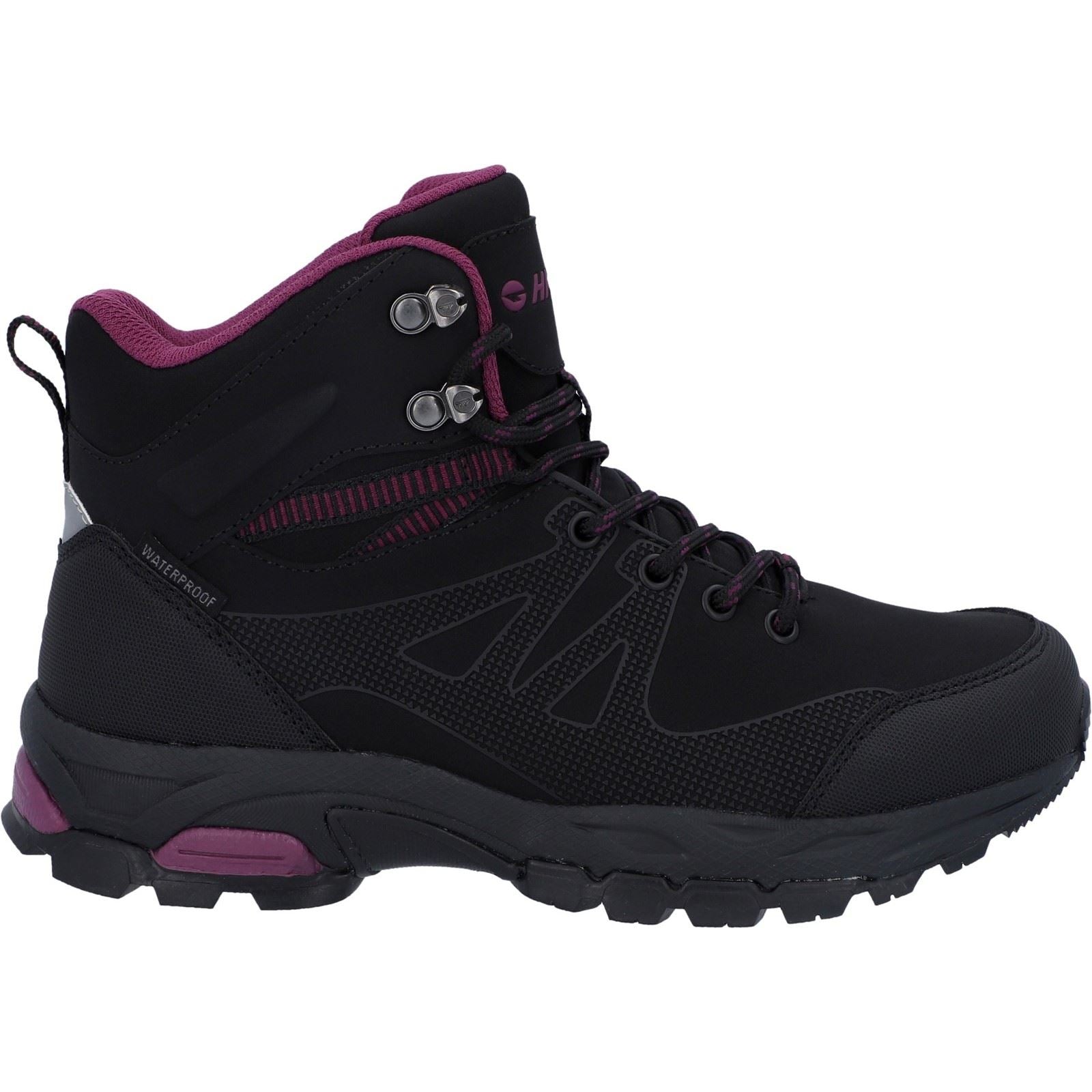 Hi-Tec Jackdaw Mid WP Bottes De Randonnée Pour Femmes En Polyester Noir/bordeaux