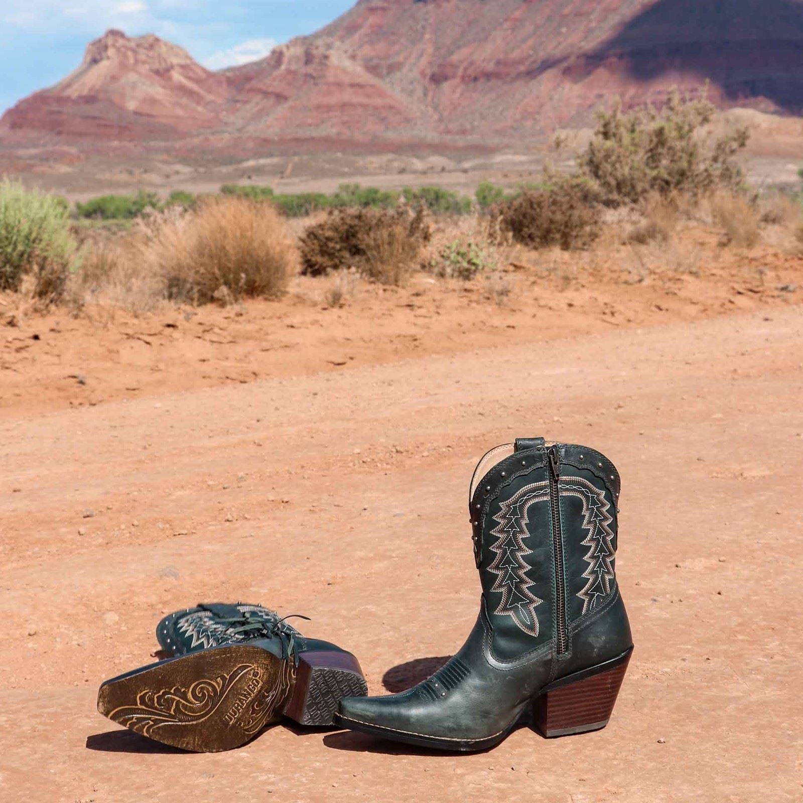 Durango Bottes Crush Bootie En Cuir Pour Femmes Marron Selle/Denim Bleu