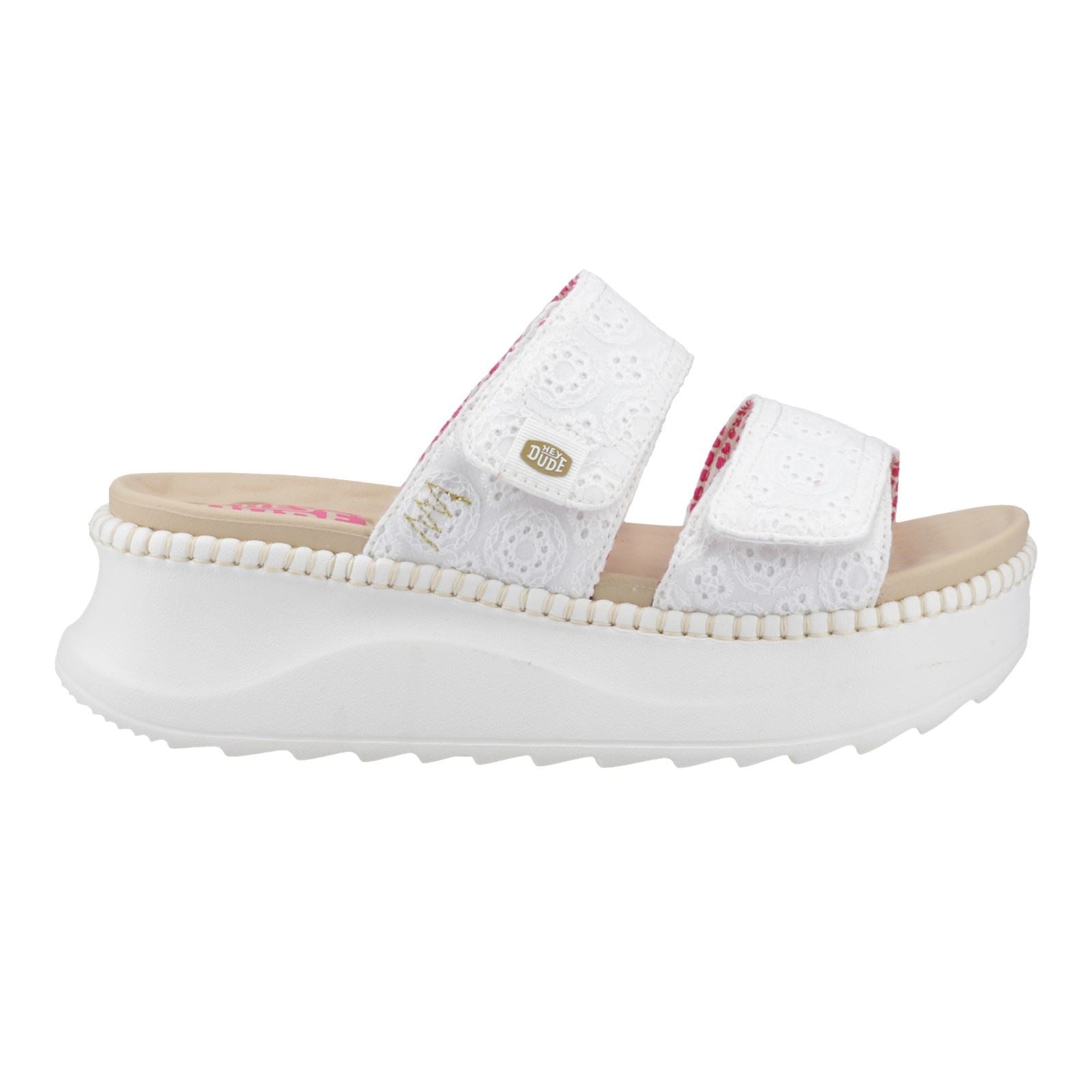 HEYDUDE Delray Slide Eyelet Sandales Blanches Pour Femmes En Coton