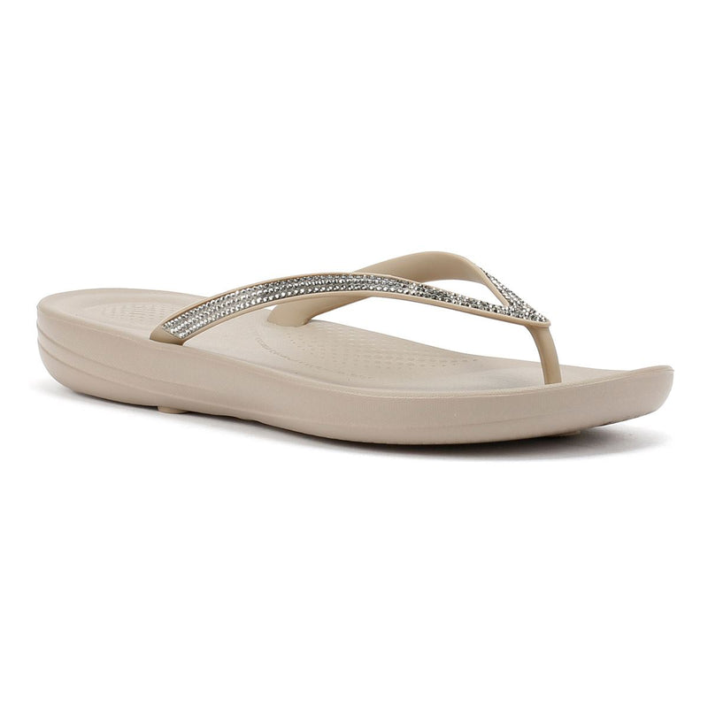 FitFlop Iqushion Ombre Sparkle Tongs Pour Femmes En Caoutchouc Beige