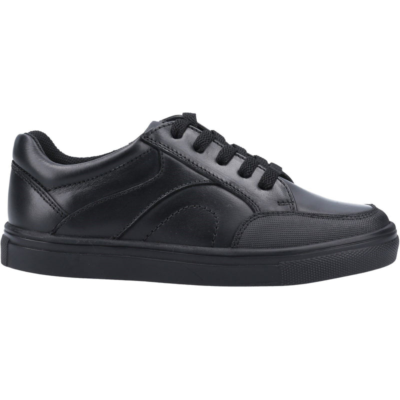 Hush Puppies Shawn Junior Chaussures Noires Pour Garçons En Cuir À Lacets