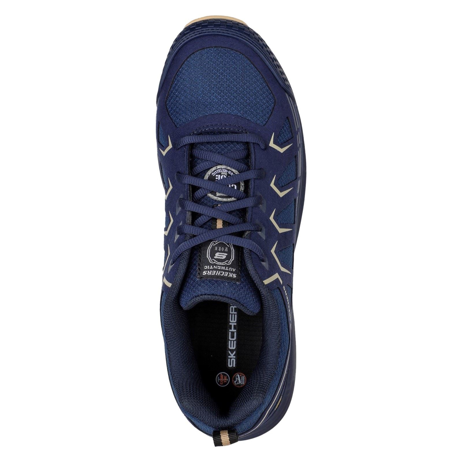 Skechers Workwear Malad II Baskets De Sécurité Pour Hommes En Tissu Bleu Marine / Tan